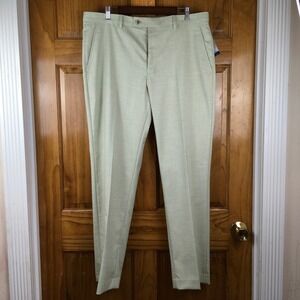 Perry Ellis Premium Wellington Tailored Fit Dress Pants Sage Green 36x32 NEW